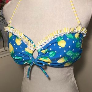 O.P. Yellow Strawberry Ruffle Bikini Top